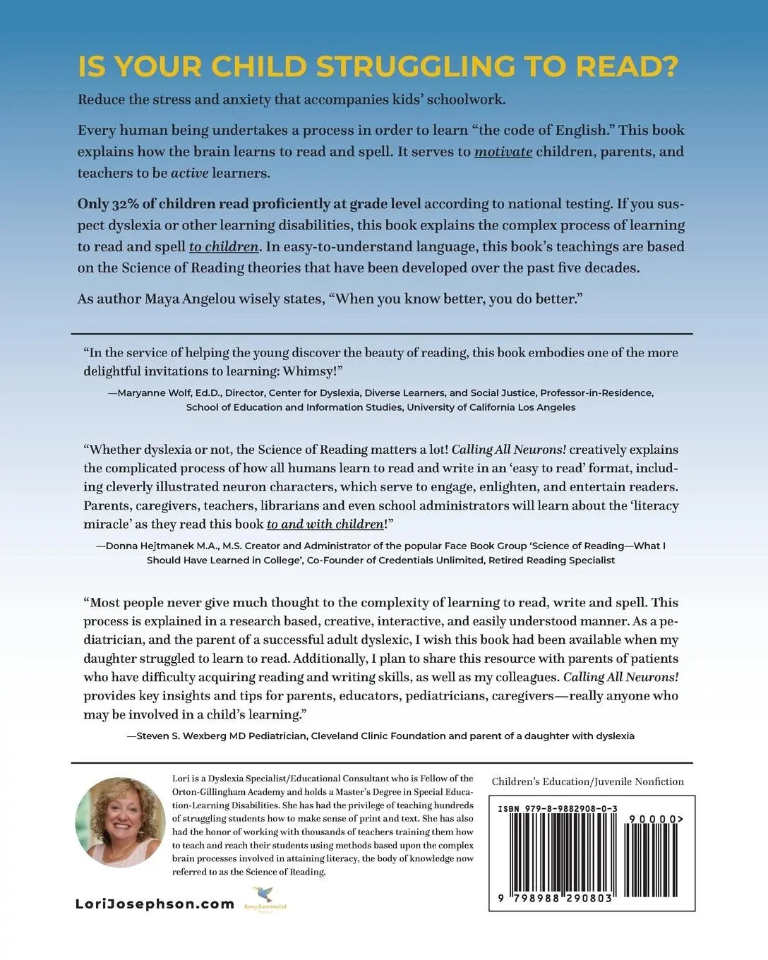 Rückseite: 9798988290803 | Calling All Neurons! | How Reading and Spelling Happen | Josephson