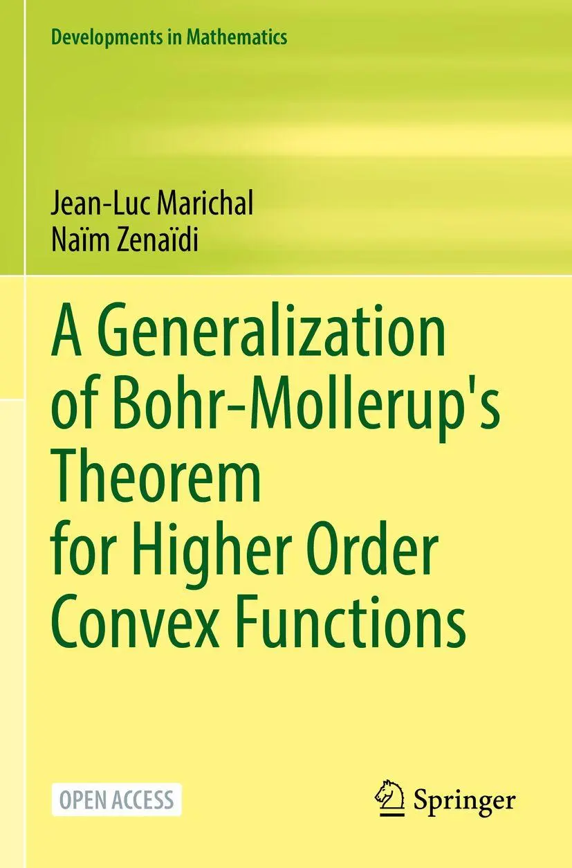 Cover: 9783030950903 | A Generalization of Bohr-Mollerup's Theorem for Higher Order Convex...