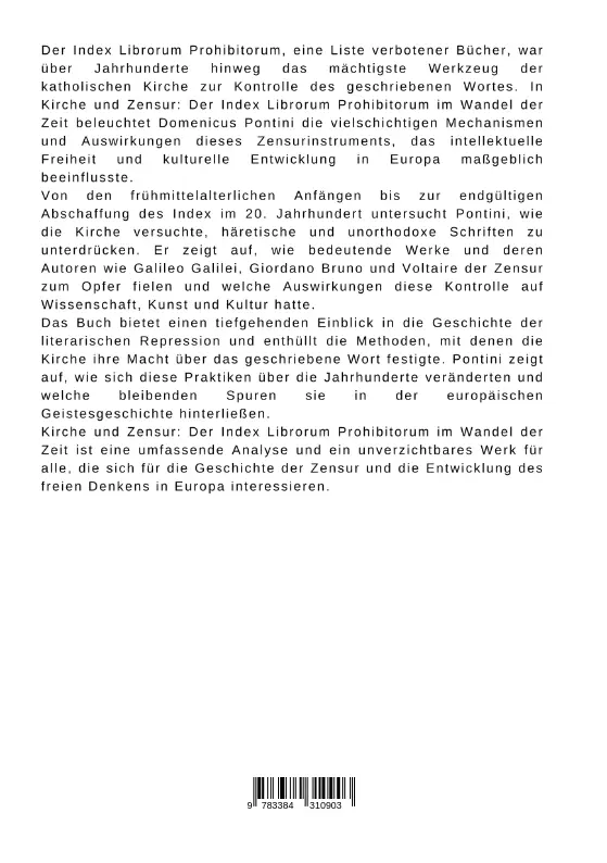 Rückseite: 9783384310903 | Kirche und Zensur: Der Index Librorum Prohibitorum im Wandel der Zeit