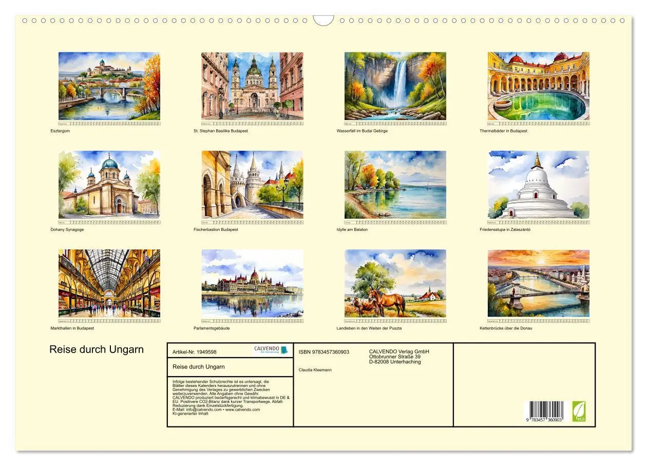 Bild: 9783457360903 | Reise durch Ungarn (Wandkalender 2026 DIN A2 quer), CALVENDO...