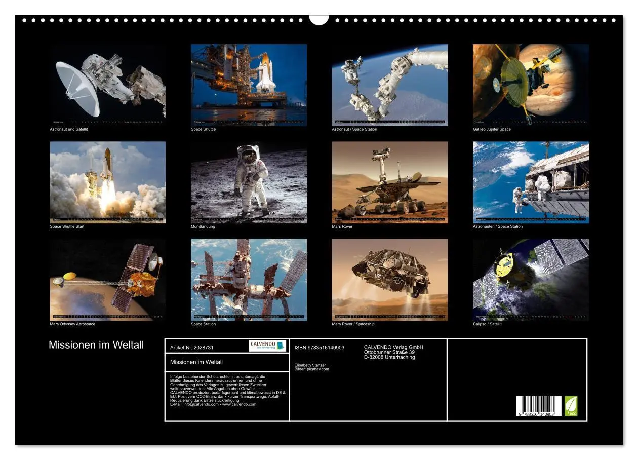 Bild: 9783516140903 | Missionen im Weltall (Wandkalender 2026 DIN A2 quer), CALVENDO...