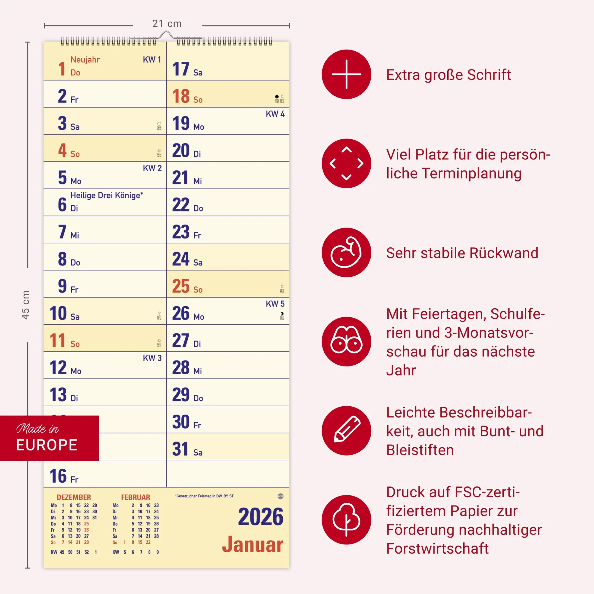 Bild: 9783756410903 | Großdruck Planer 2026 | Heye | Kalender | Bürokalender Heye | 14 S.