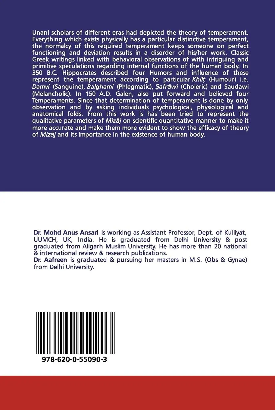 Rückseite: 9786200550903 | The Essentials of Miz¿j (Temperament) Determination | Ansari (u. a.)