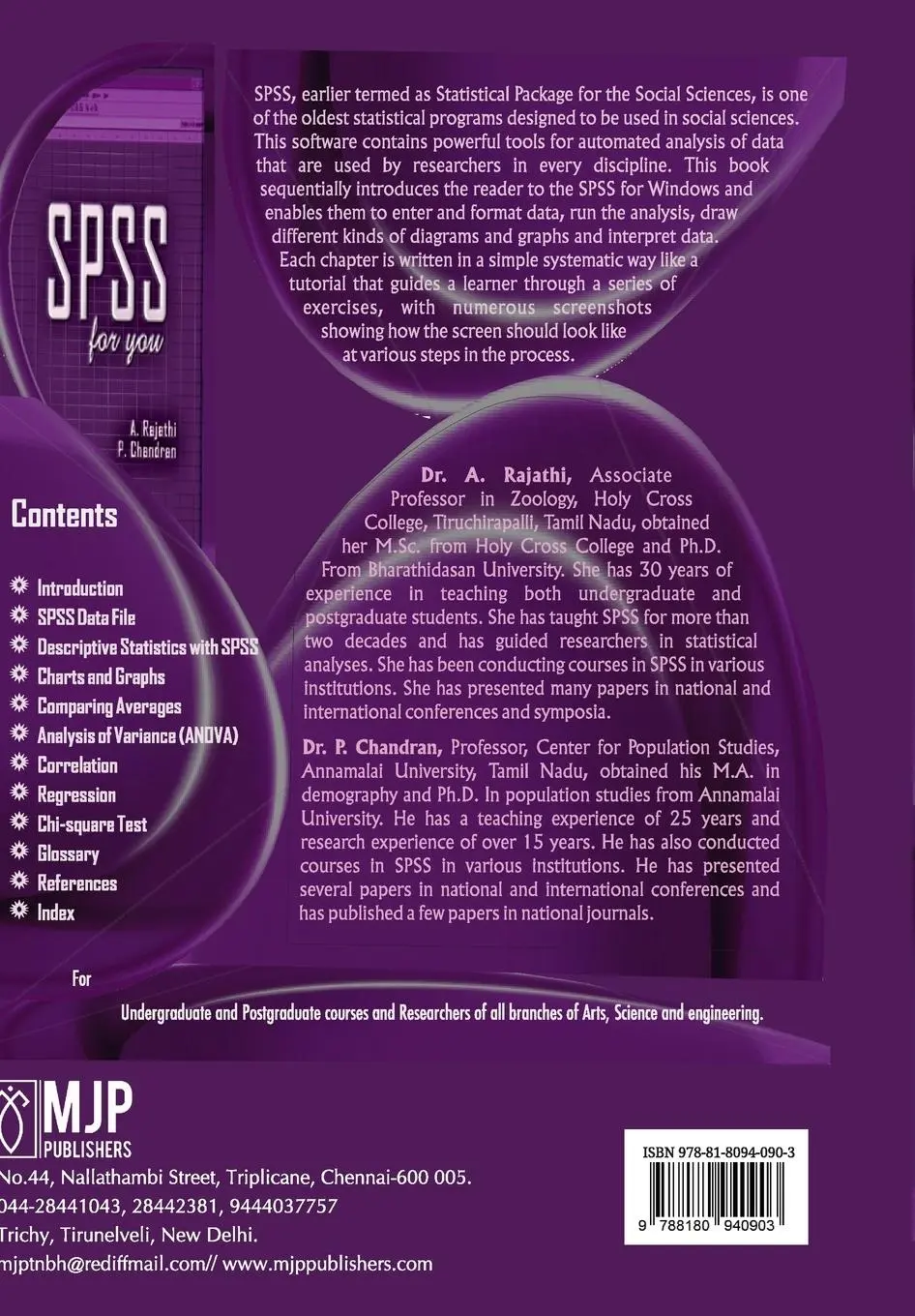 Rückseite: 9788180940903 | SPSS for you | Rajathi | Taschenbuch | Englisch | 2021
