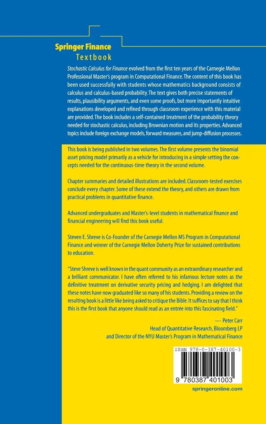 Rückseite: 9780387401003 | Stochastic Calculus for Finance I | The Binomial Asset Pricing Model