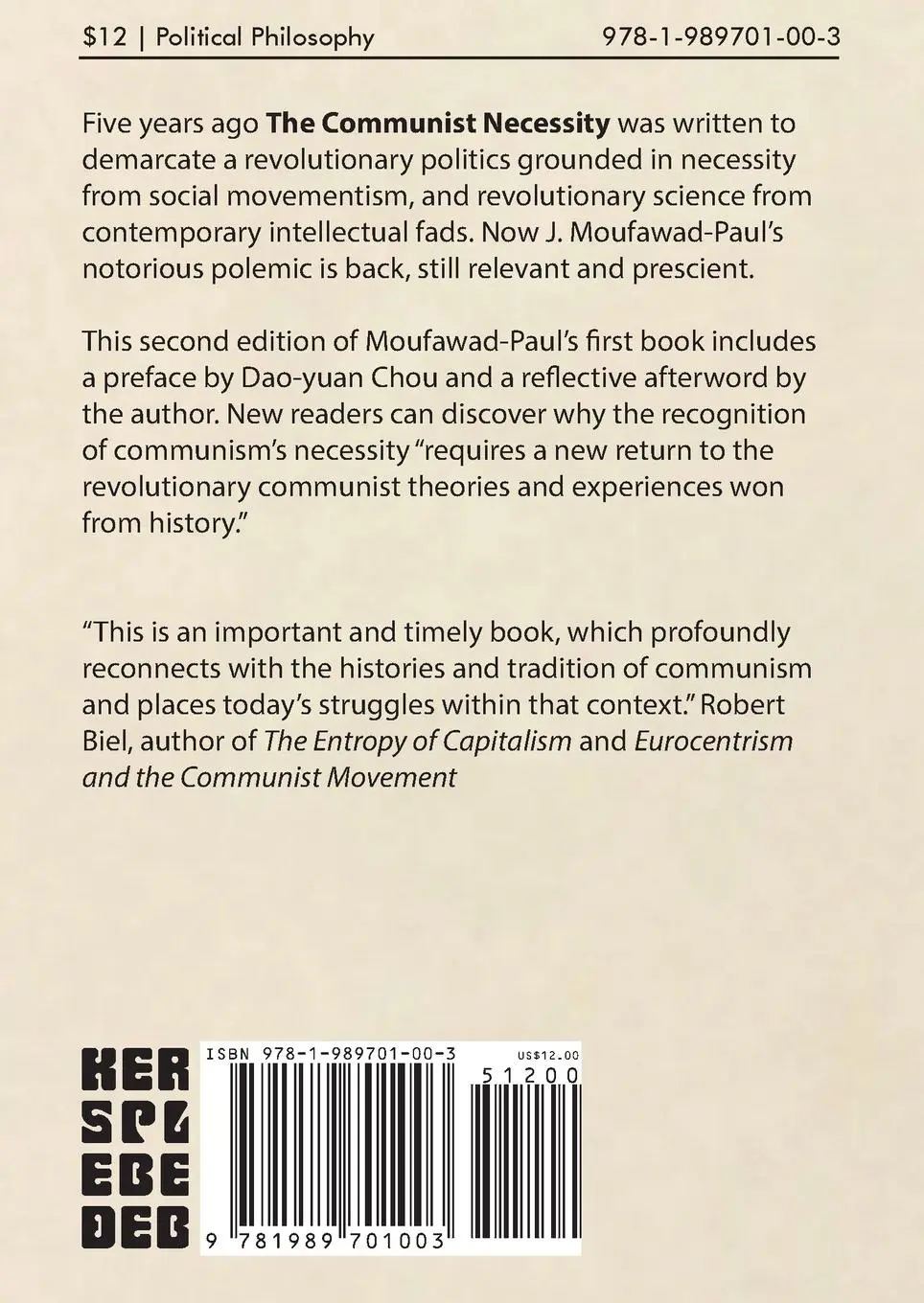 Rückseite: 9781989701003 | The Communist Necessity | Prolegomena to Any Future Radical Theory