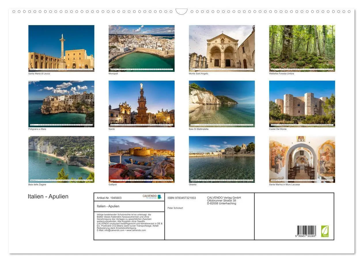 Bild: 9783457321003 | Italien - Apulien (Wandkalender 2026 DIN A2 quer), CALVENDO...