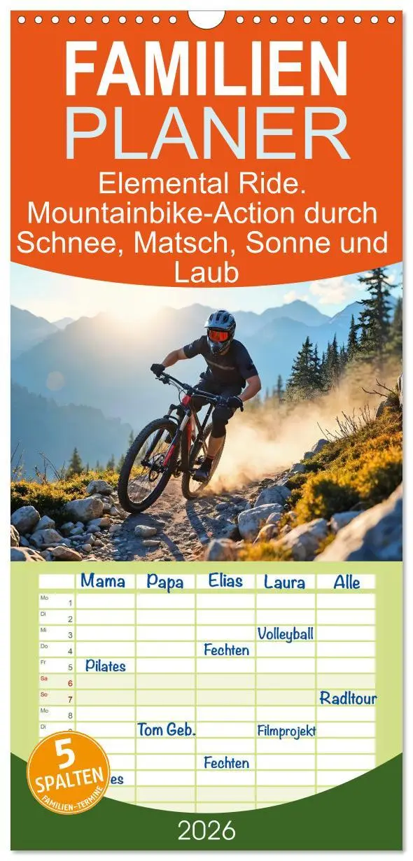 Cover: 9783516651003 | Familienplaner 2026 - Elemental Ride. Mountainbike-Action durch...