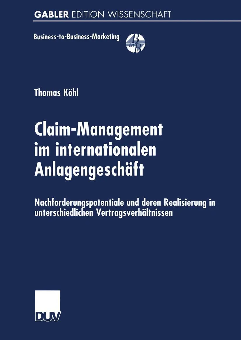 Cover: 9783824471003 | Claim-Management im internationalen Anlagengeschäft | Thomas Köhl