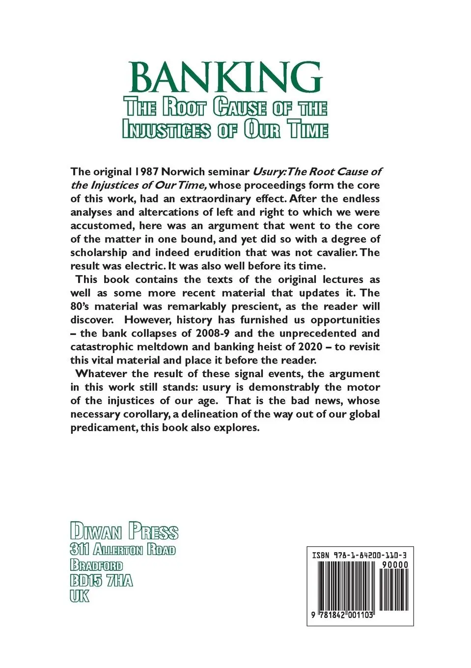 Rückseite: 9781842001103 | Banking | The Root Cause of the Injustices of Our Time | Orr (u. a.)