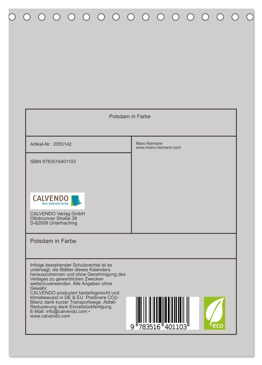 Bild: 9783516401103 | Potsdam in Farbe (Tischkalender 2026 DIN A5 hoch), CALVENDO...
