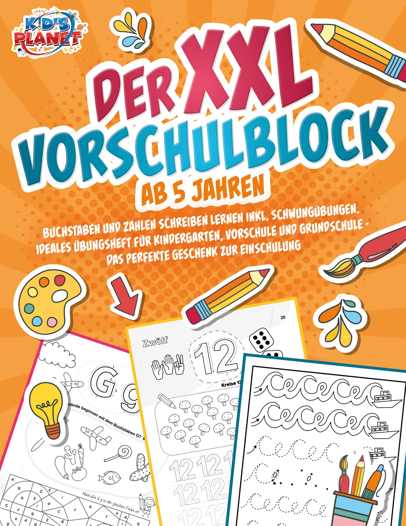 Cover: 9783989351103 | Der XXL-Vorschulblock ab 5 Jahren: Buchstaben und Zahlen schreiben...