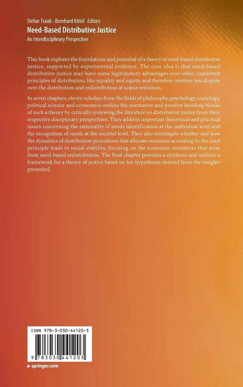 Rückseite: 9783030441203 | Need-Based Distributive Justice | An Interdisciplinary Perspective