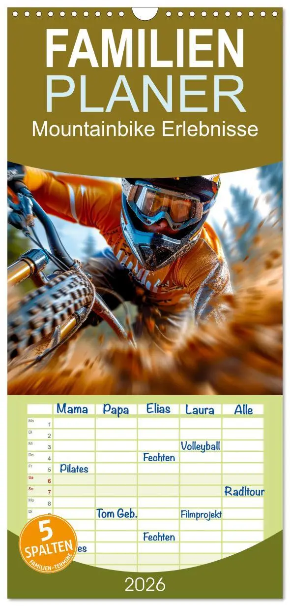 Cover: 9783516491203 | Familienplaner 2026 - Mountainbike Erlebnisse mit 5 Spalten...