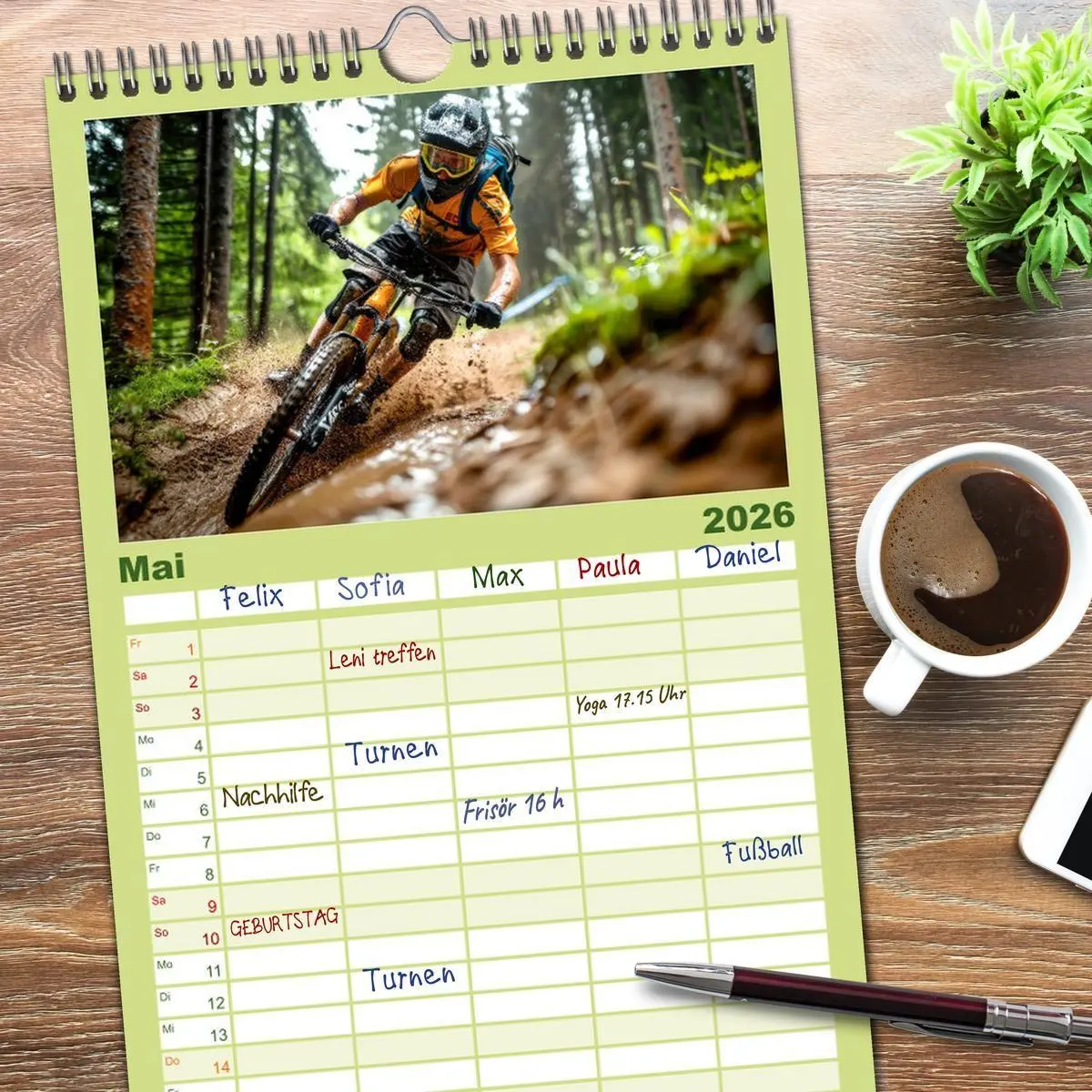 Bild: 9783516491203 | Familienplaner 2026 - Mountainbike Erlebnisse mit 5 Spalten...