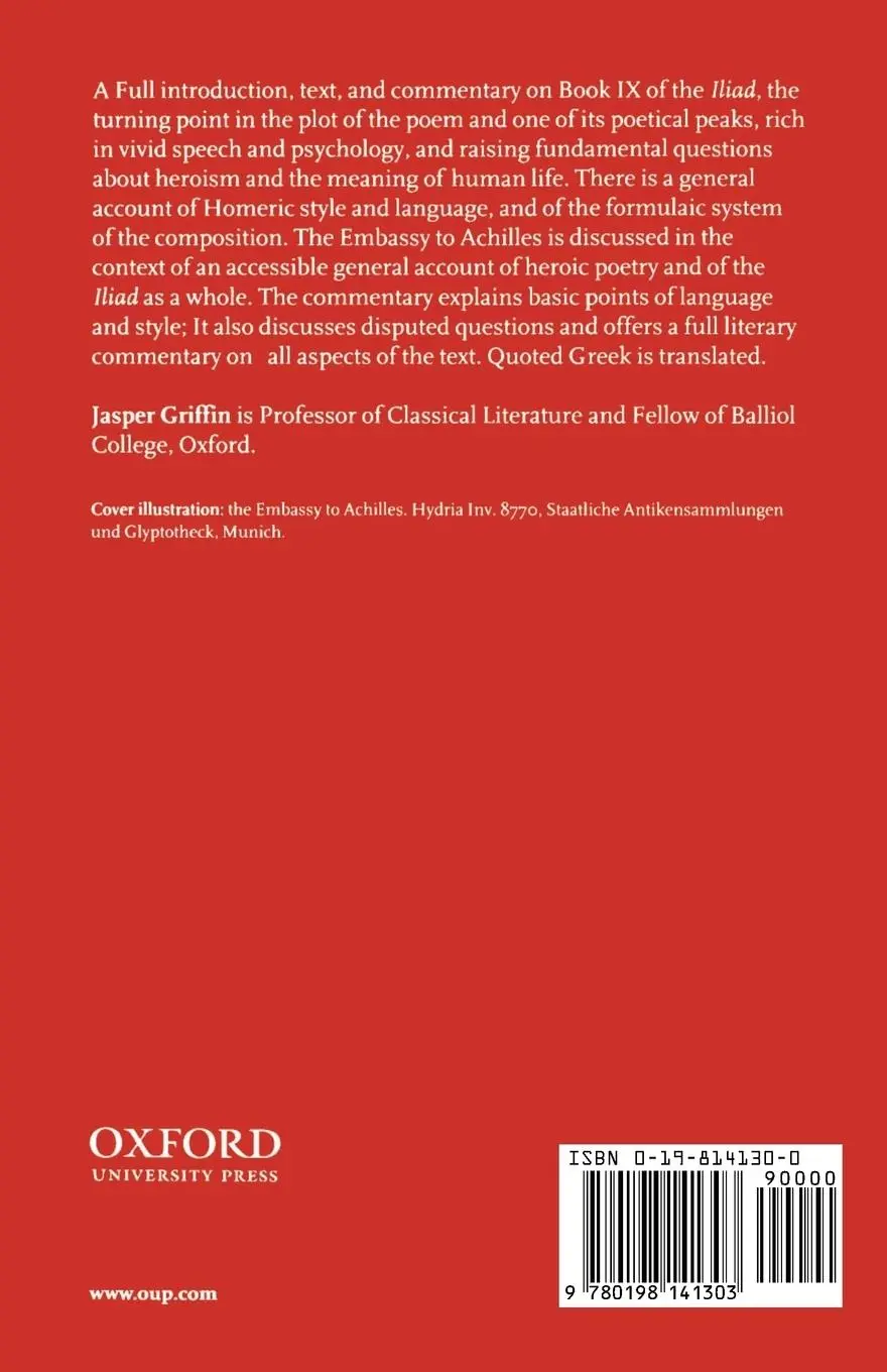 Rückseite: 9780198141303 | Iliad Book IX | Homer | Taschenbuch | Englisch | 1995 | OUP Oxford