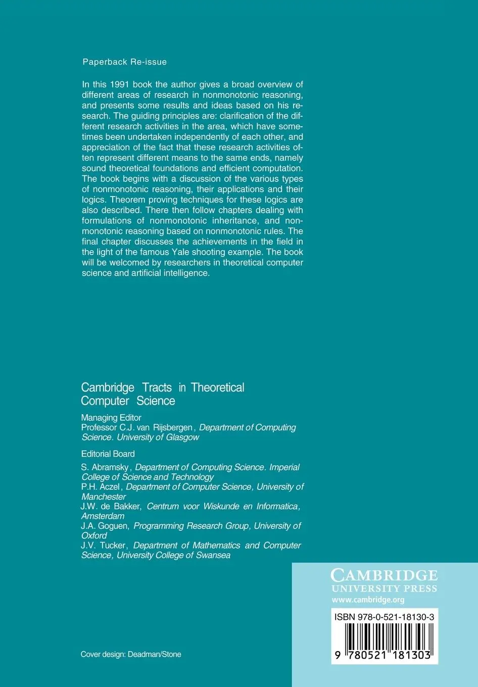 Rückseite: 9780521181303 | Nonmonotonic Reasoning | Logical Foundations of Commonsense | Brewka