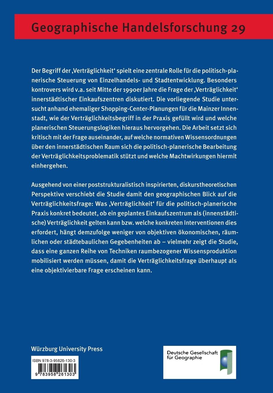 Rückseite: 9783958261303 | Zur Sicherstellung der 'Verträglichkeit' innerstädtischer...