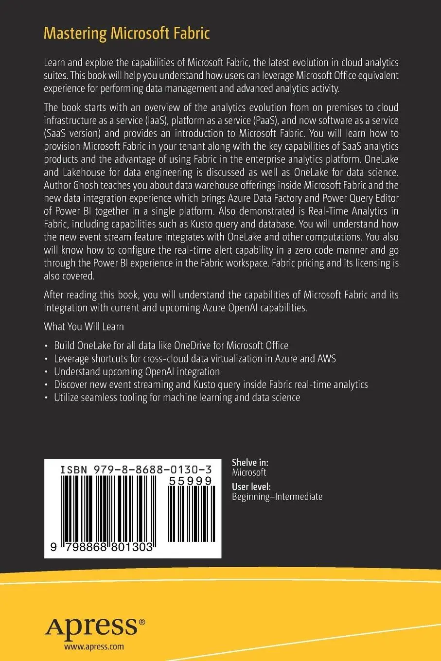 Rückseite: 9798868801303 | Mastering Microsoft Fabric | SAASification of Analytics | Ghosh | Buch