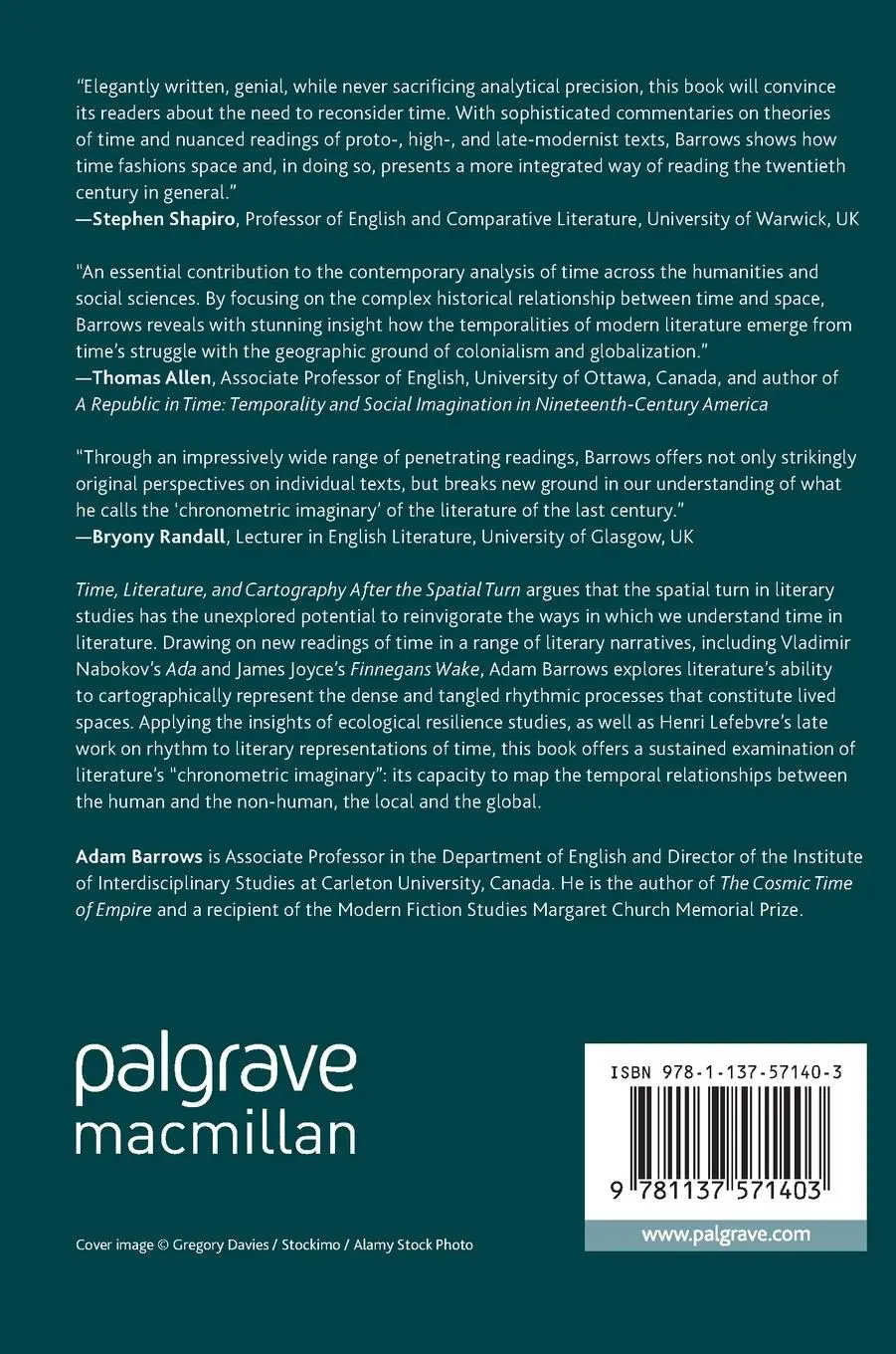 Rückseite: 9781137571403 | Time, Literature, and Cartography After the Spatial Turn | Barrows