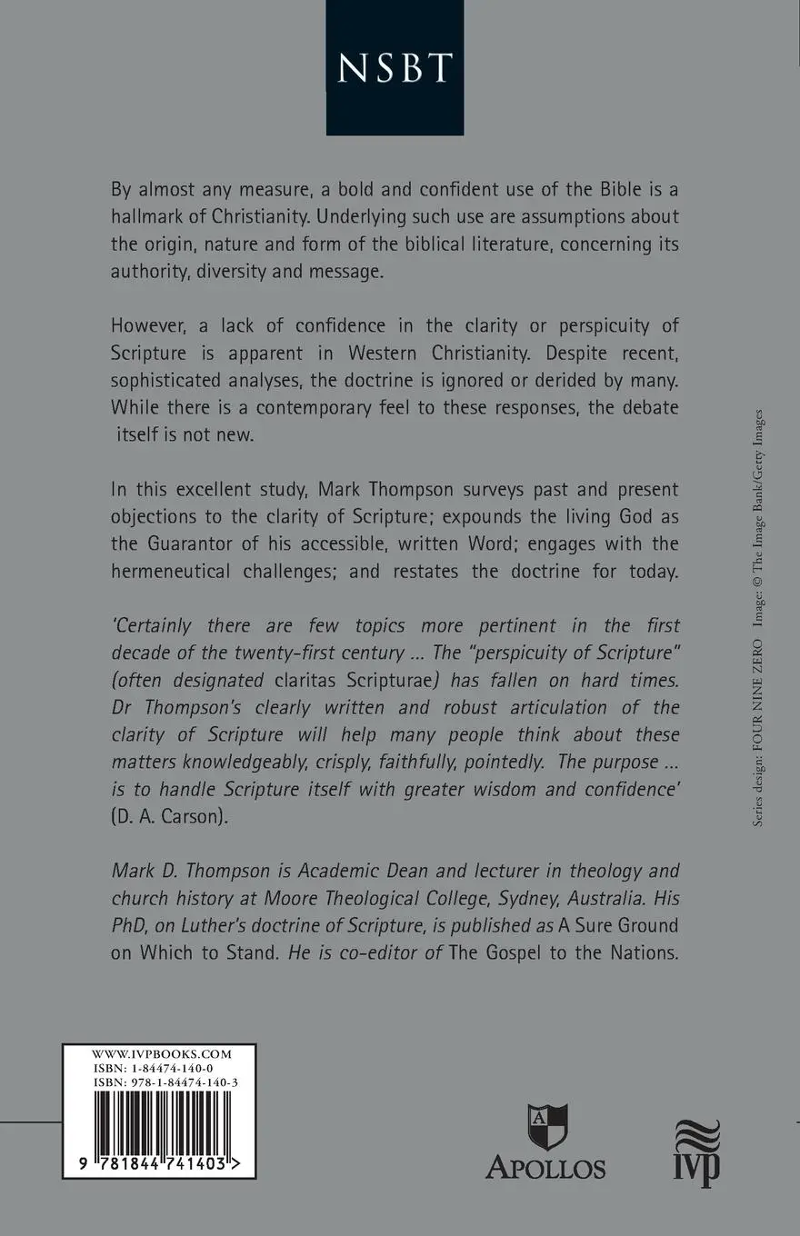 Rückseite: 9781844741403 | A Clear and present word | The Clarity Of Scripture | Mark D Thompson