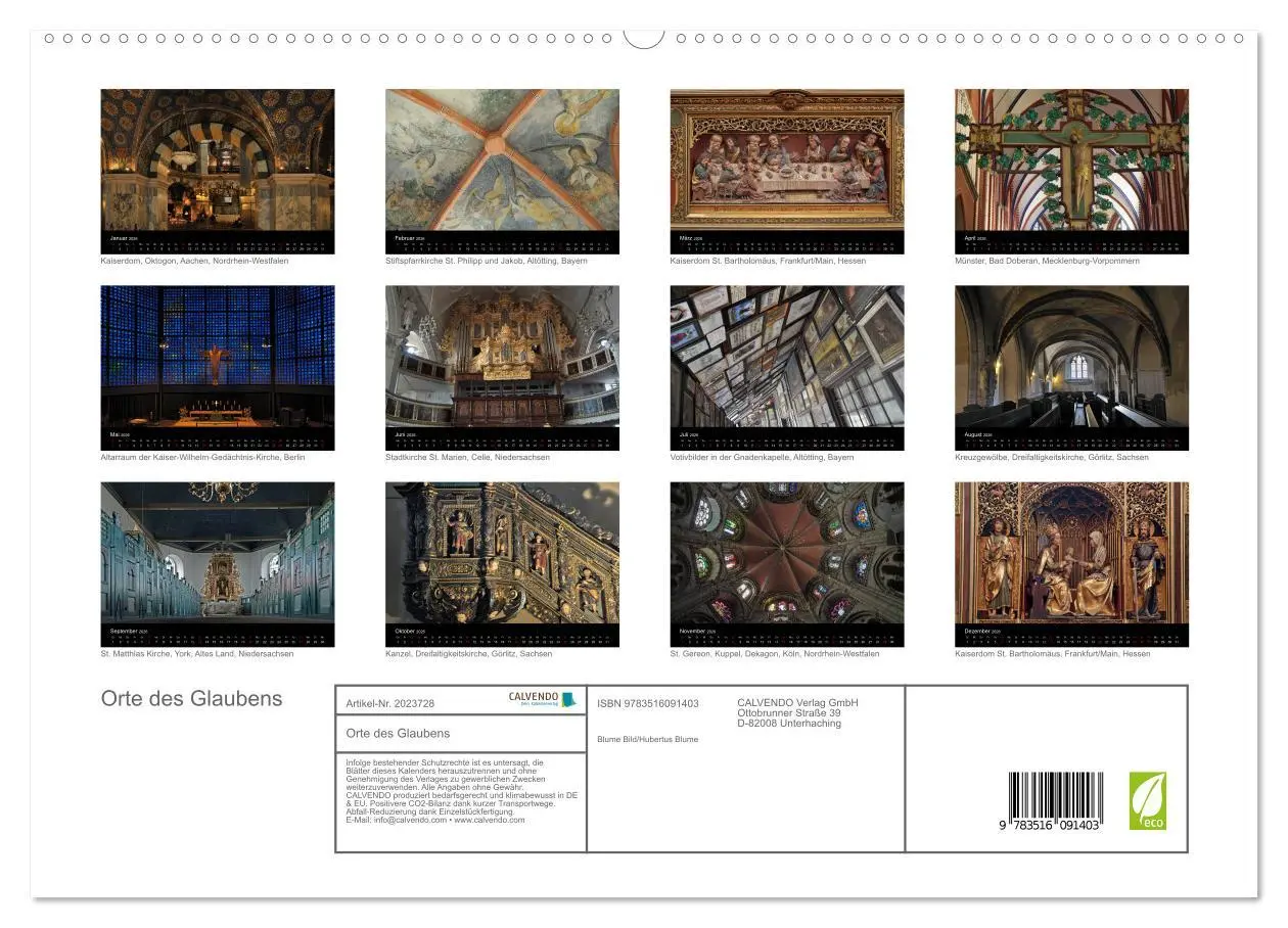 Bild: 9783516091403 | Orte des Glaubens (hochwertiger Premium Wandkalender 2026 DIN A2...