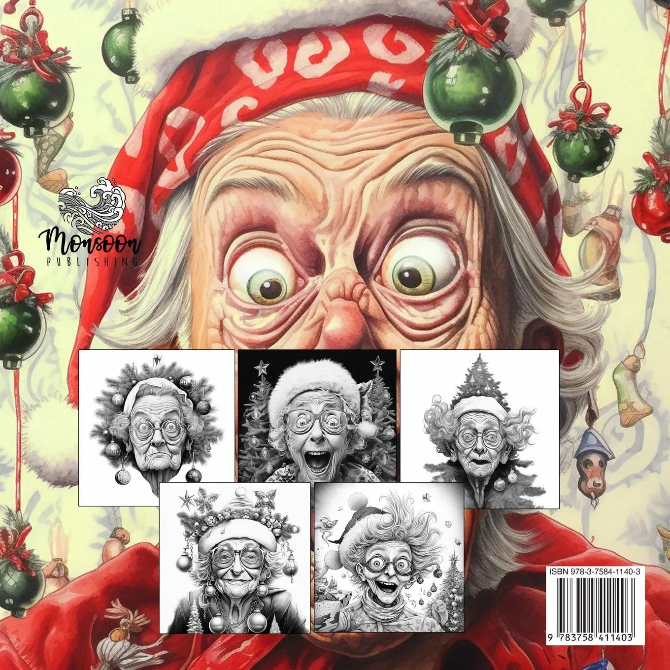 Rückseite: 9783758411403 | Crazy Grandmas on Christmas Coloring Book for Adults | Publishing
