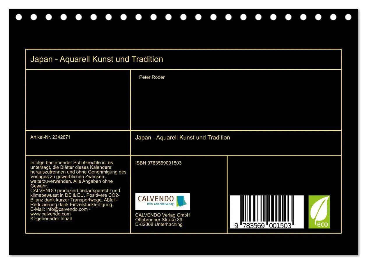 Bild: 9783569001503 | Japan - Aquarell Kunst und Tradition (Tischkalender 2027 DIN A5...