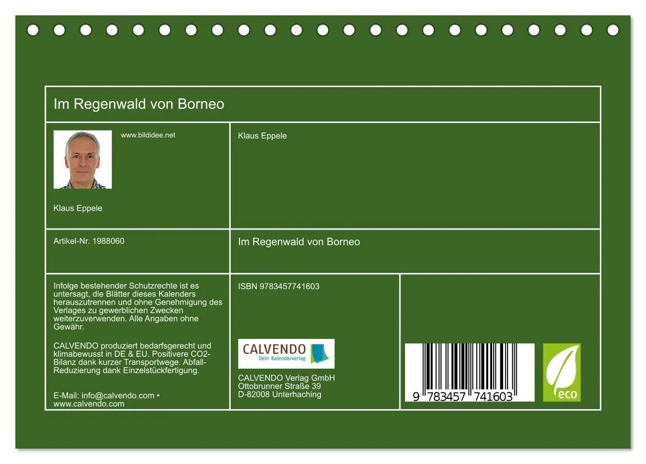 Bild: 9783457741603 | Im Regenwald von Borneo (Tischkalender 2026 DIN A5 quer), CALVENDO...
