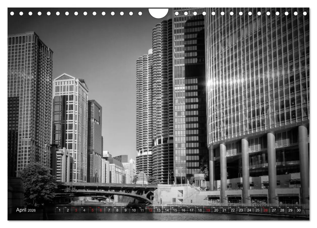 Bild: 9783516211603 | CHICAGO Monochrom (Wandkalender 2026 DIN A4 quer), CALVENDO...