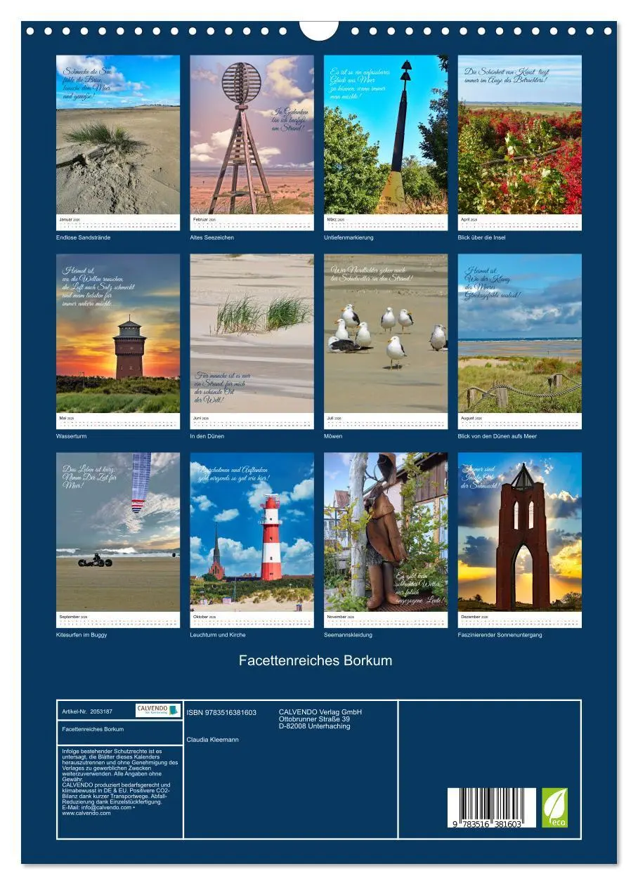 Bild: 9783516381603 | Facettenreiches Borkum (Wandkalender 2026 DIN A3 hoch), CALVENDO...