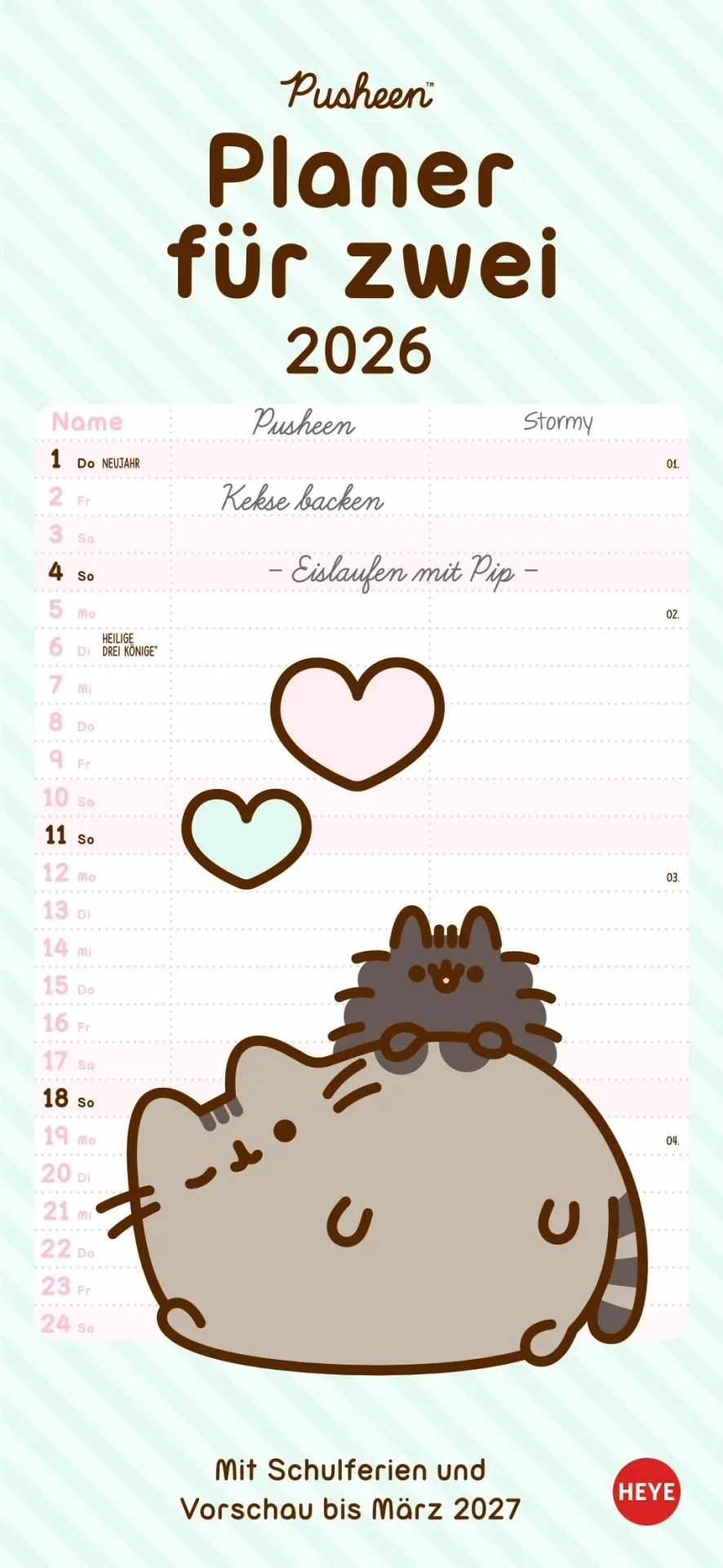 Cover: 9783756411603 | Pusheen Planer für zwei 2026 | Heye | Kalender | Spiralbindung | 14 S.