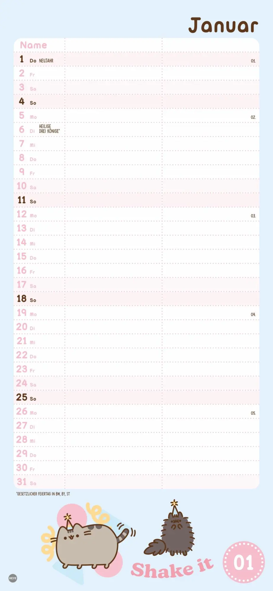 Bild: 9783756411603 | Pusheen Planer für zwei 2026 | Heye | Kalender | Spiralbindung | 14 S.