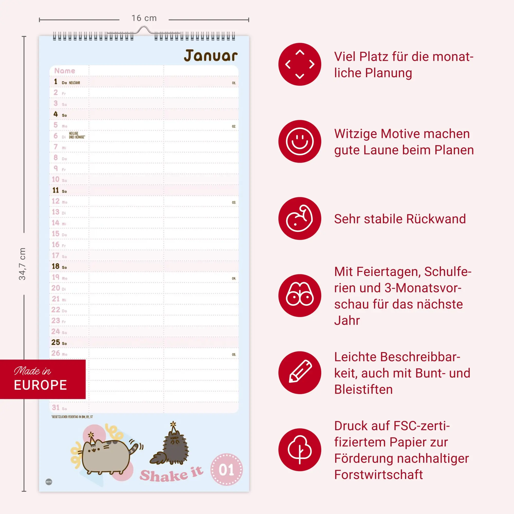 Bild: 9783756411603 | Pusheen Planer für zwei 2026 | Heye | Kalender | Spiralbindung | 14 S.