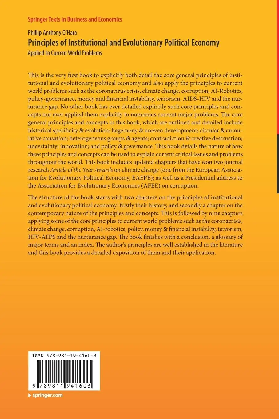Rückseite: 9789811941603 | Principles of Institutional and Evolutionary Political Economy | Buch
