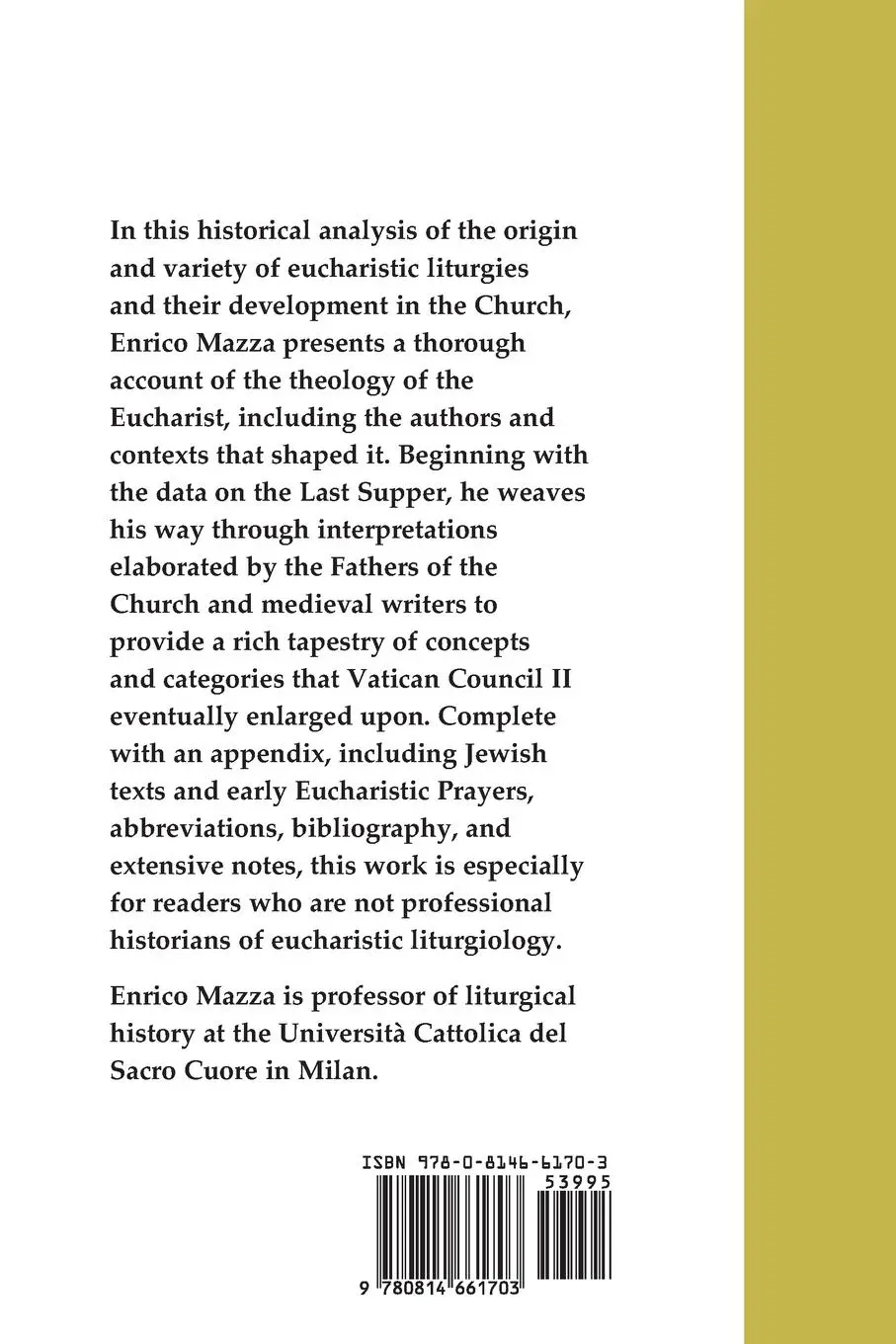 Rückseite: 9780814661703 | Celebration of Eucharist | Enrico Mazza | Taschenbuch | Englisch