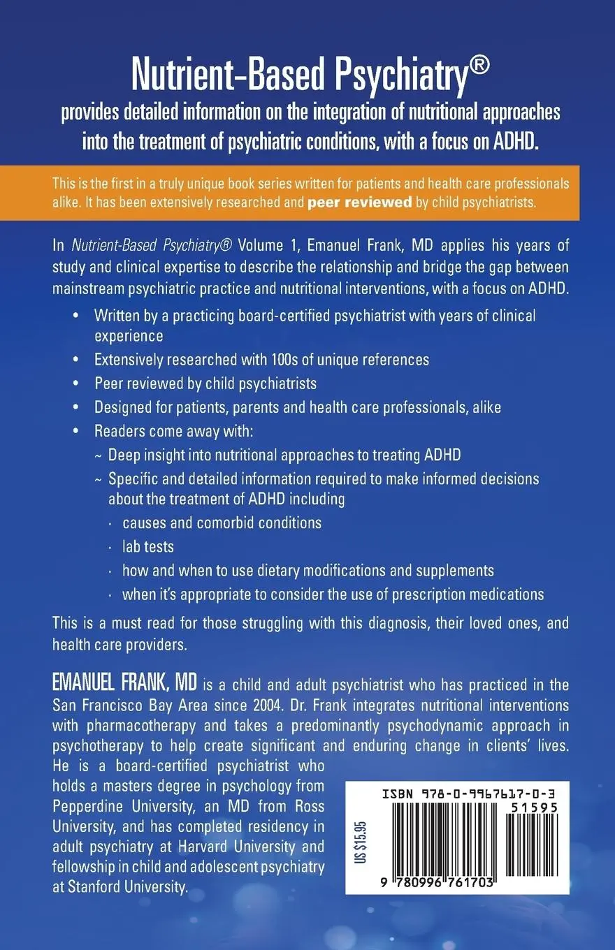 Rückseite: 9780996761703 | Nutrient-Based Psychiatry | A Nutritional Prescription for ADHD | Buch
