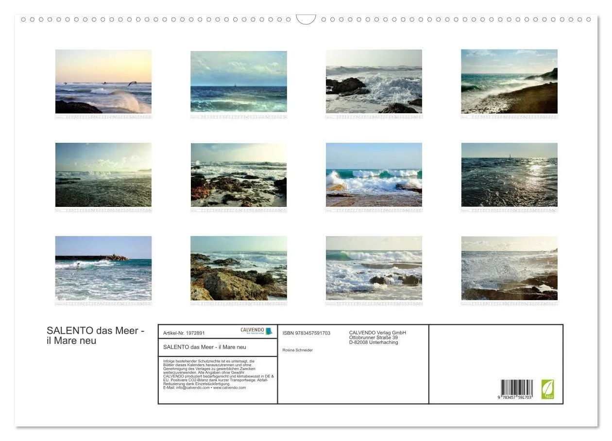 Bild: 9783457591703 | SALENTO das Meer - il Mare neu (Wandkalender 2026 DIN A2 quer),...