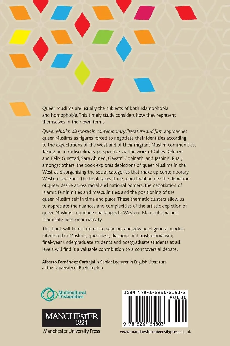 Rückseite: 9781526151803 | Queer Muslim diasporas in contemporary literature and film | Carbajal