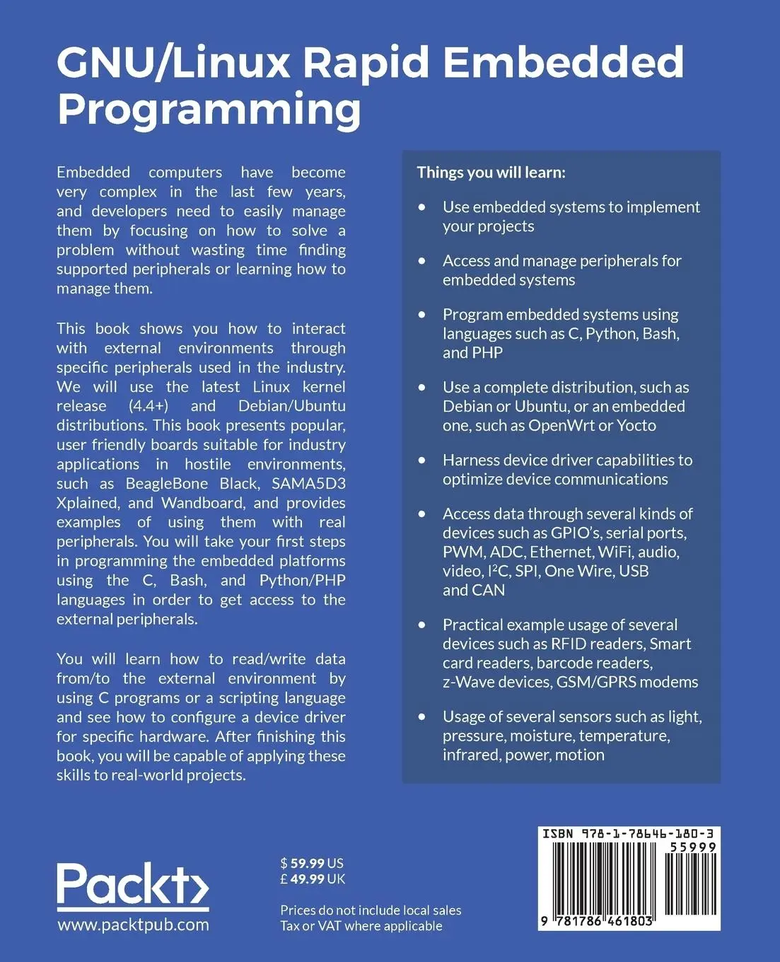 Rückseite: 9781786461803 | GNU/Linux Rapid Embedded Programming | Rodolfo Giometti | Taschenbuch