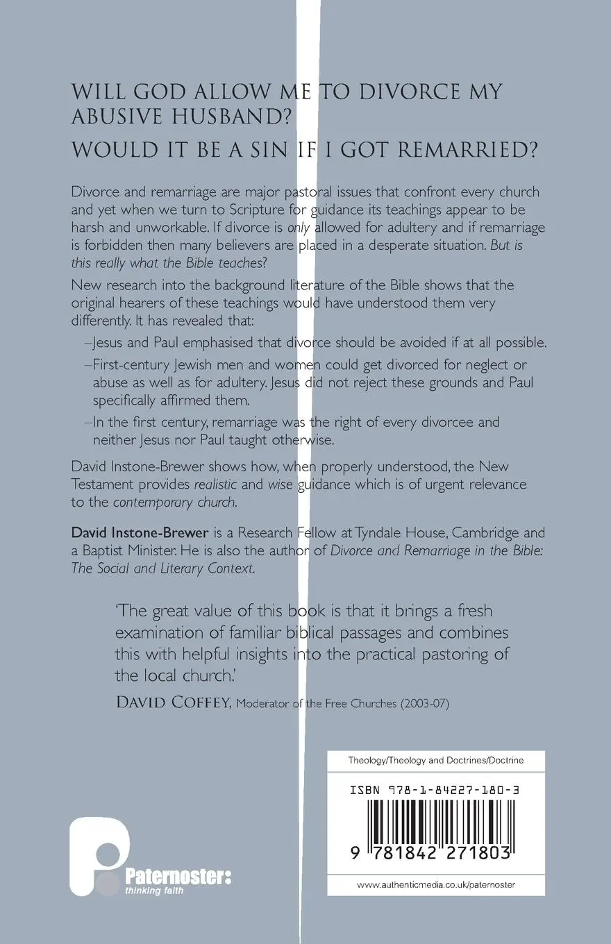 Rückseite: 9781842271803 | Divorce and Remarriage in the Church | David Instone-Brewer | Buch