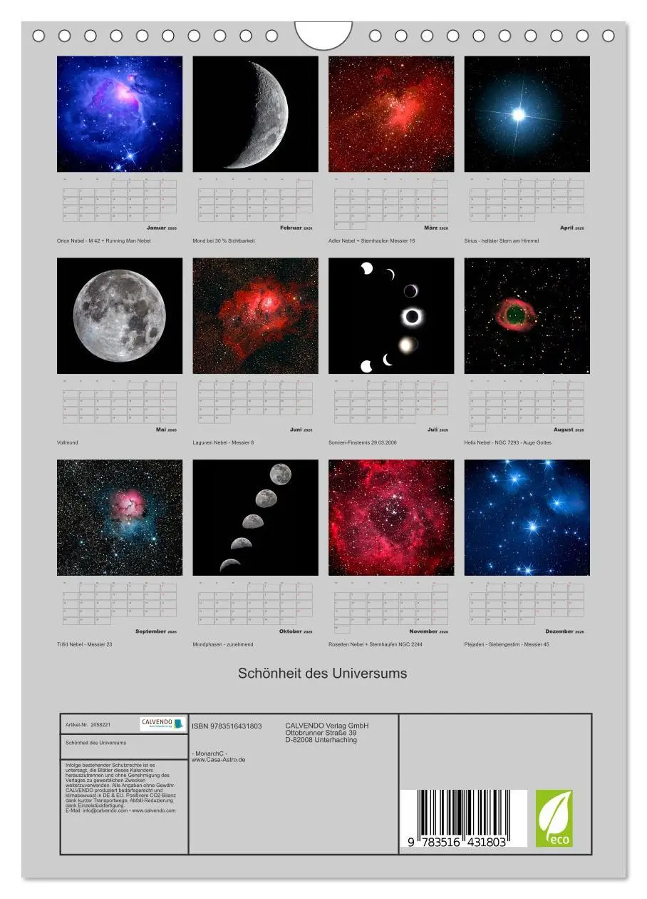 Bild: 9783516431803 | Schönheit des Universums (Wandkalender 2026 DIN A4 hoch), CALVENDO...