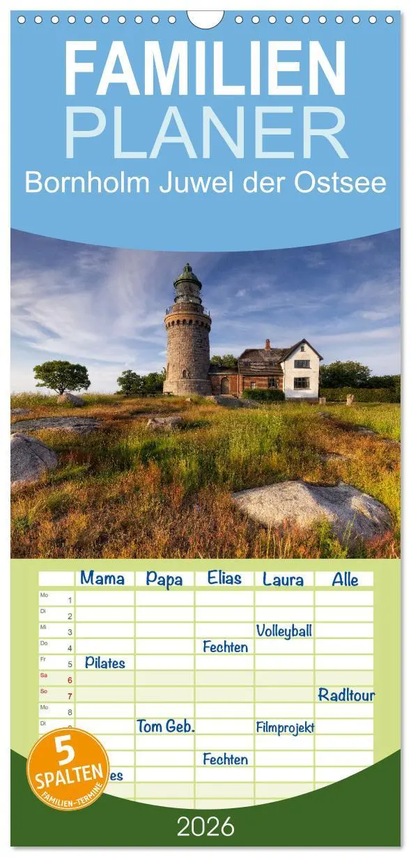 Cover: 9783516501803 | Familienplaner 2026 - Bornholm Juwel der Ostsee mit 5 Spalten...
