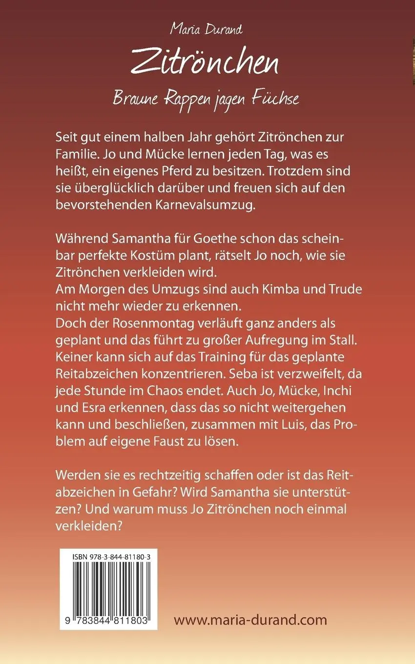 Rückseite: 9783844811803 | Zitrönchen | Braune Rappen jagen Füchse | Maria Durand | Taschenbuch