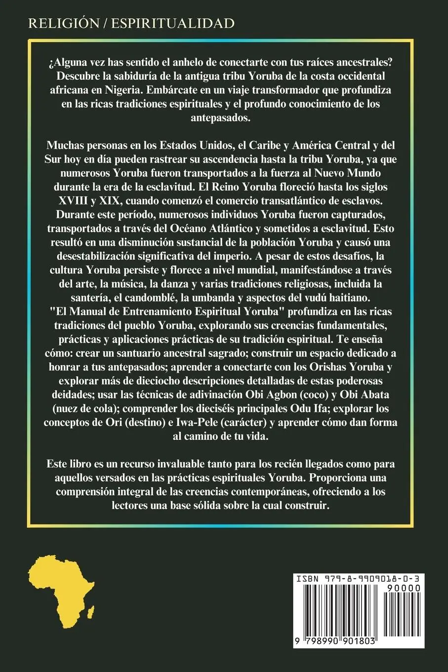 Rückseite: 9798990901803 | El Manual de Entrenamiento Espiritual Yoruba | Michael Perez | Buch