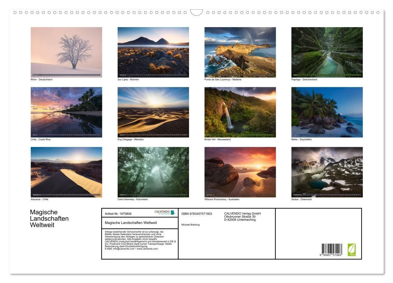 Bild: 9783457571903 | Magische Landschaften Weltweit (Wandkalender 2026 DIN A2 quer),...