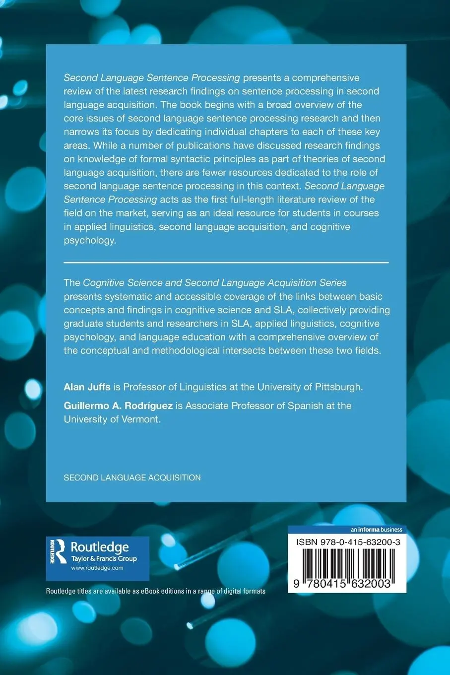 Rückseite: 9780415632003 | Second Language Sentence Processing | Alan Juffs (u. a.) | Taschenbuch