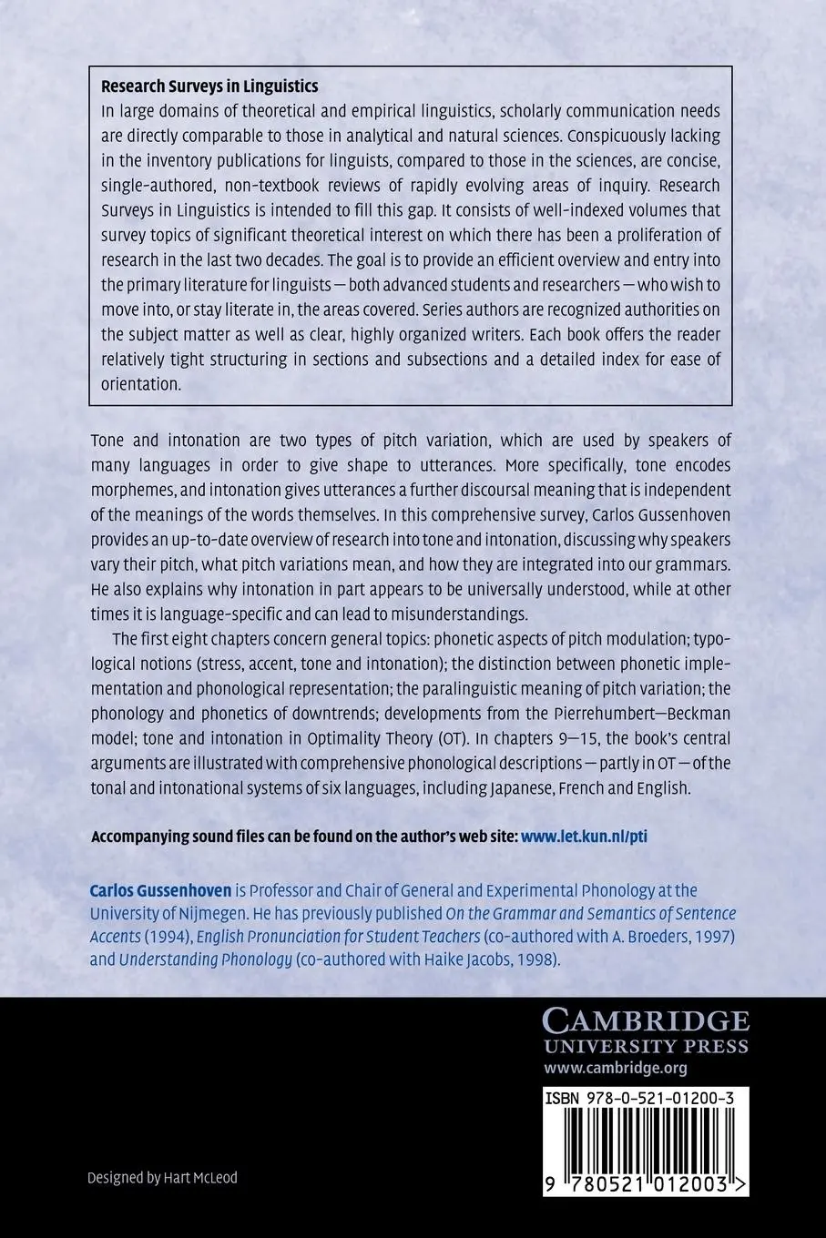 Rückseite: 9780521012003 | The Phonology of Tone and Intonation | Carlos Gussenhoven | Buch