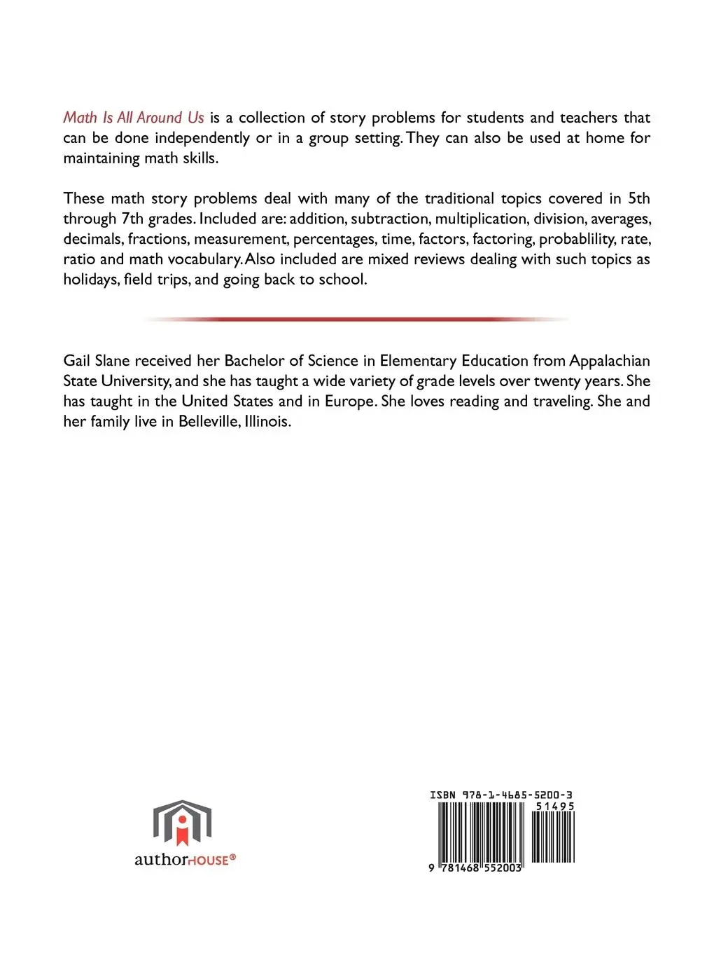 Rückseite: 9781468552003 | Math Is All Around Us | Gail Brown Slane | Taschenbuch | Englisch