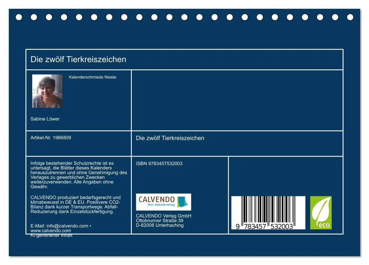 Bild: 9783457532003 | Die zwölf Tierkreiszeichen (Tischkalender 2026 DIN A5 quer),...